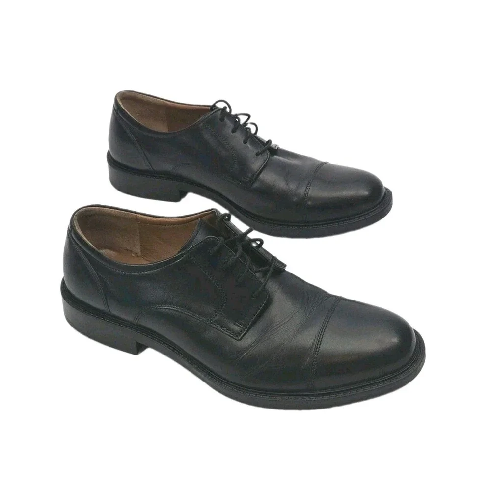 Johnston & Murphy Shoe Black Leather Cap Toe Oxford Men Sz 12 Dress 20-1861